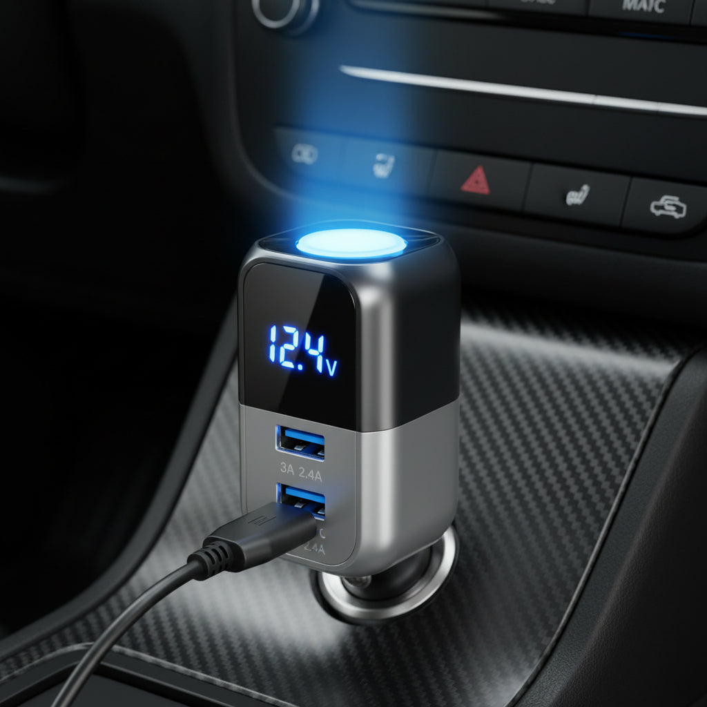Cargador De Coche Retráctil | Pantalla De Voltaje · SeemSeem
