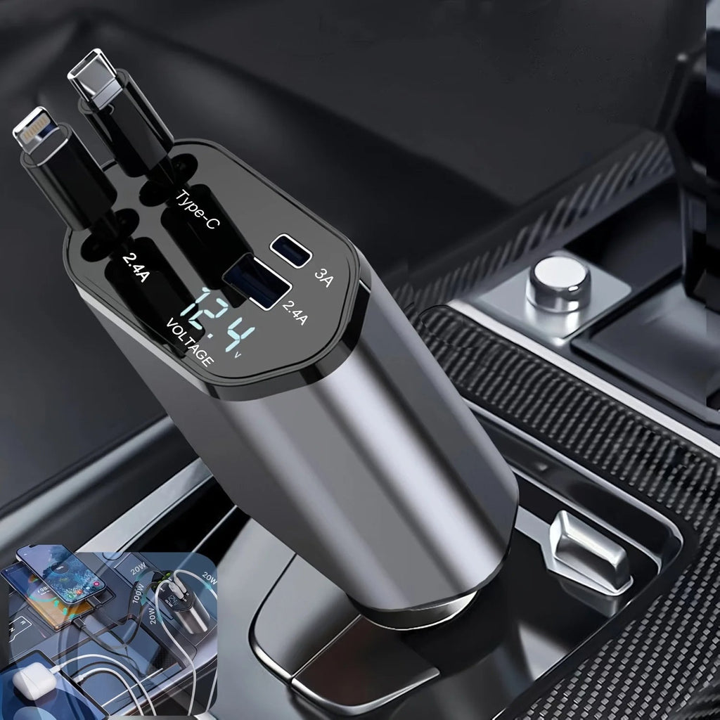 Cargador De Coche Retráctil | Pantalla De Voltaje · SeemSeem