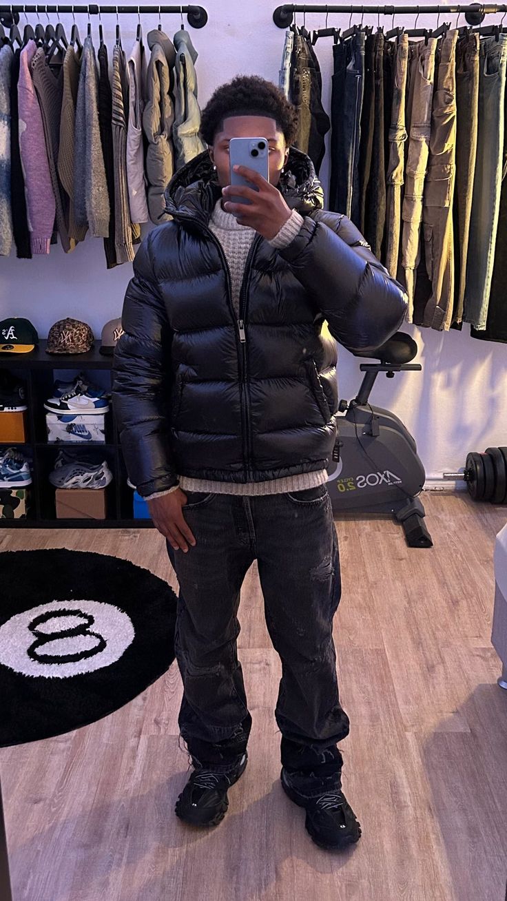 Chaqueta Acolchada Con Capucha Para Hombre | Acabado Brillante · SeemSeem