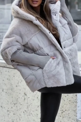 Chaqueta Acolchada Con Capucha Para Mujer | Pelo Sintético