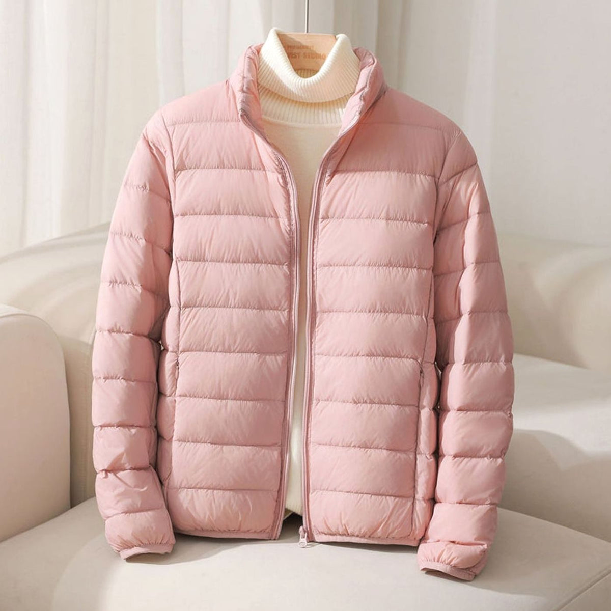 Chaqueta Acolchada Ligera Para Mujer | Cuello Alzado · SeemSeem