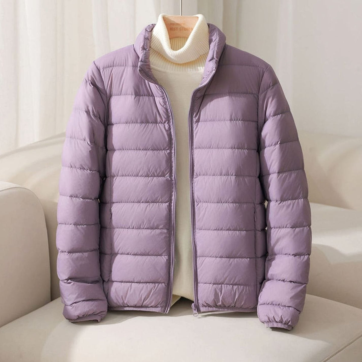 Chaqueta Acolchada Ligera Para Mujer | Cuello Alzado · SeemSeem
