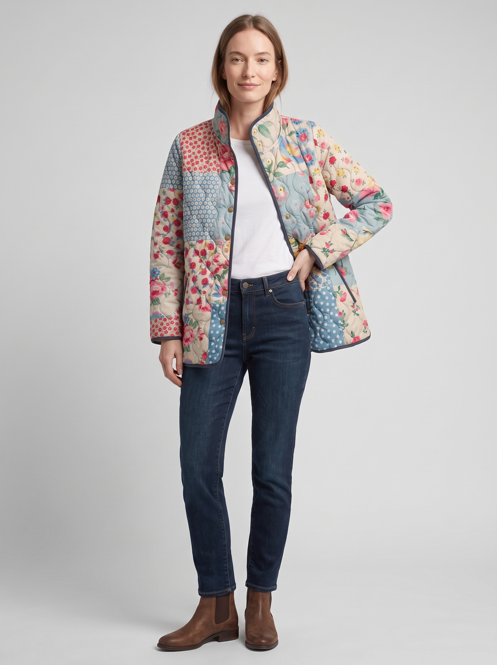 Chaqueta Acolchada Para Mujer | Estampado Floral · SeemSeem
