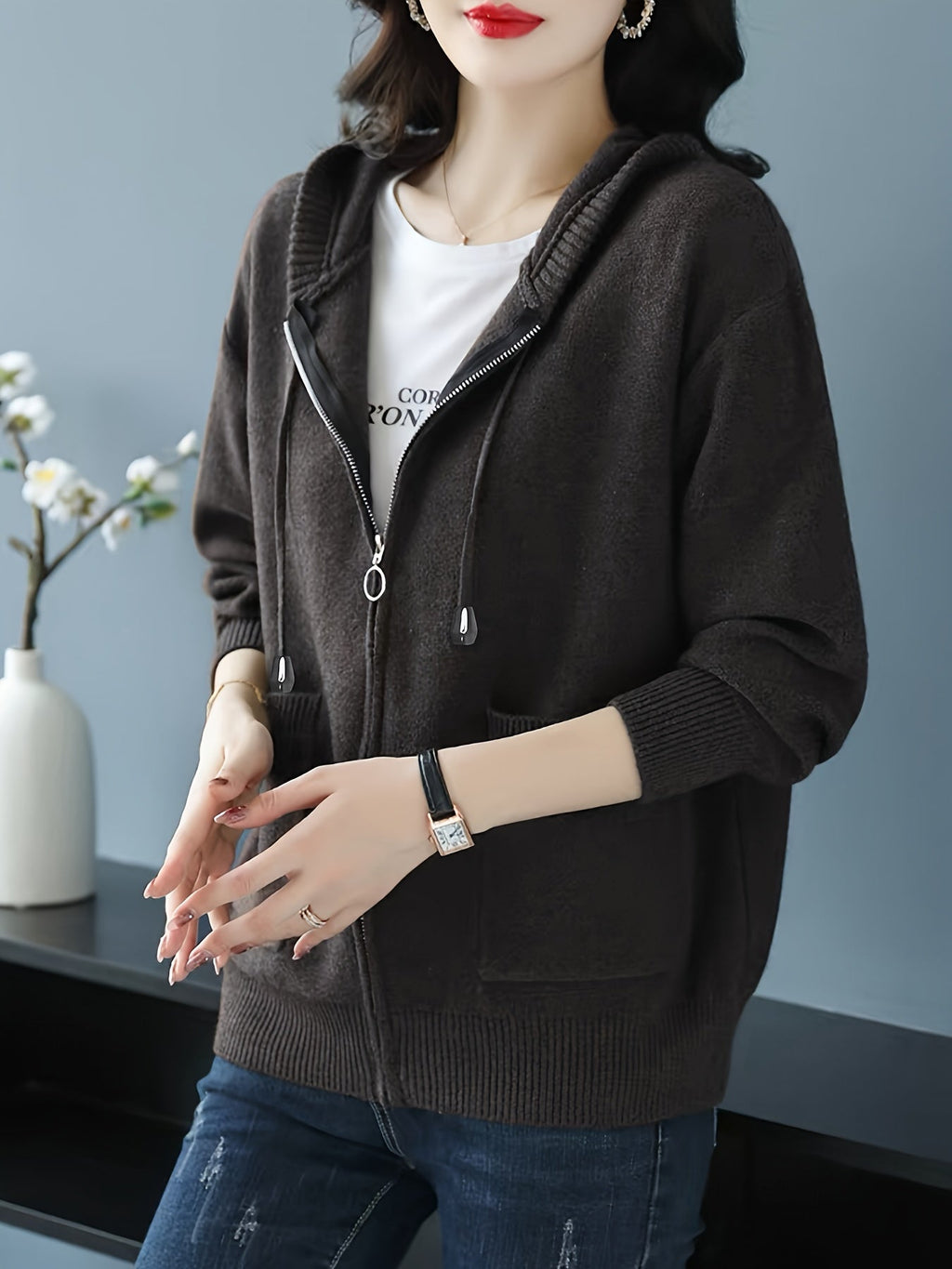 Chaqueta Con Capucha Para Mujer | Cierre Cremallera · SeemSeem