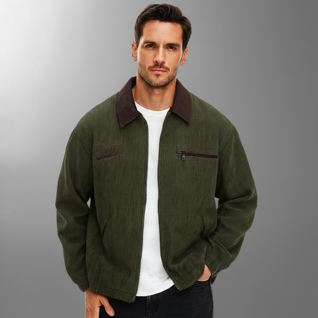 Chaqueta Con Cremallera Para Hombre | Cuello Camisero · SeemSeem