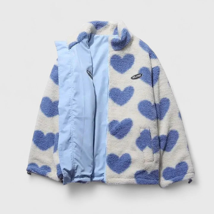 Chaqueta Con Cremallera Para Mujer | Estampado Corazones · SeemSeem