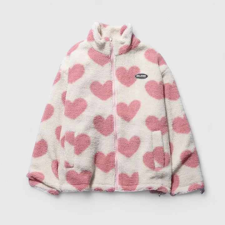 Chaqueta Con Cremallera Para Mujer | Estampado Corazones · SeemSeem