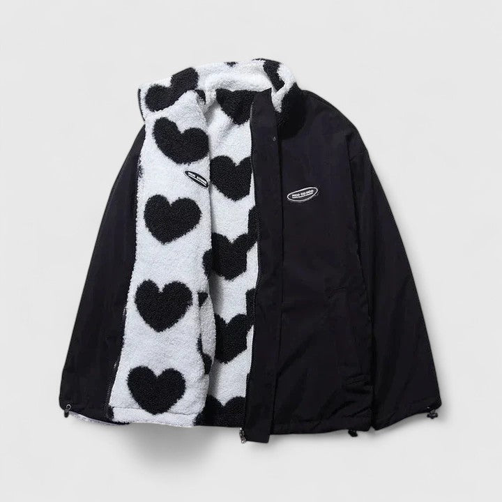 Chaqueta Con Cremallera Para Mujer | Estampado Corazones · SeemSeem