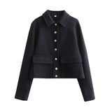 Chaqueta Corta Para Mujer | Botones Dorados