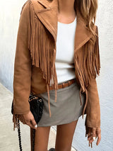 Chaqueta Cropped Para Mujer | Flecos