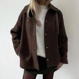 Chaqueta Oversized Para Mujer | Cuello Camisero