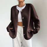Chaqueta Sin Cuello Para Mujer | Botones Dorados
