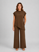 Conjunto Asimétrico Para Mujer | Pantalón Ancho