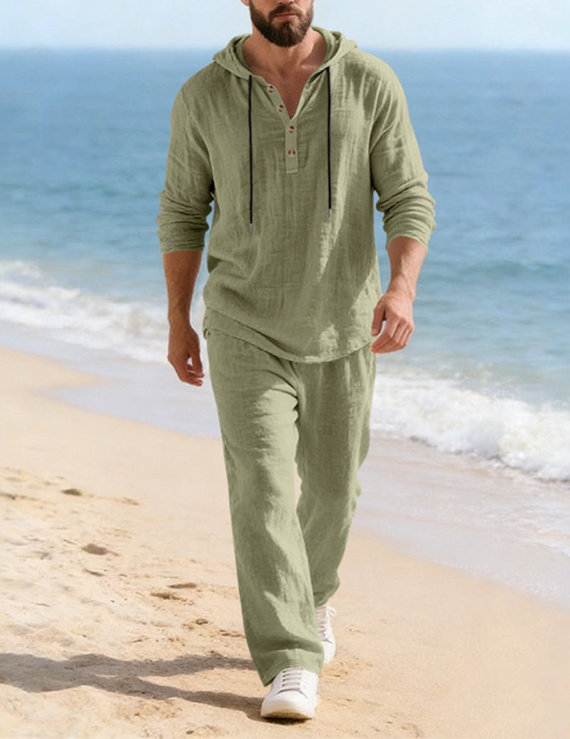 Conjunto Con Capucha Para Hombre | Cuello Henley · SeemSeem