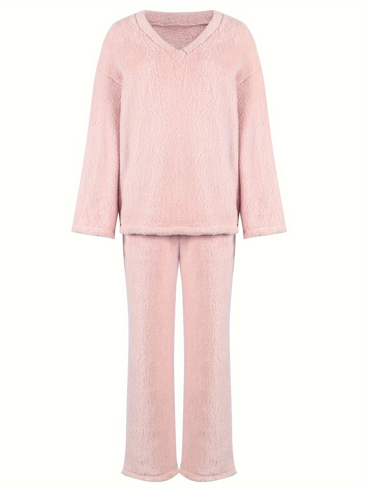 Conjunto De Estar Por Casa Con Cuello De Pico Para Mujer | Pantalón Ancho · SeemSeem
