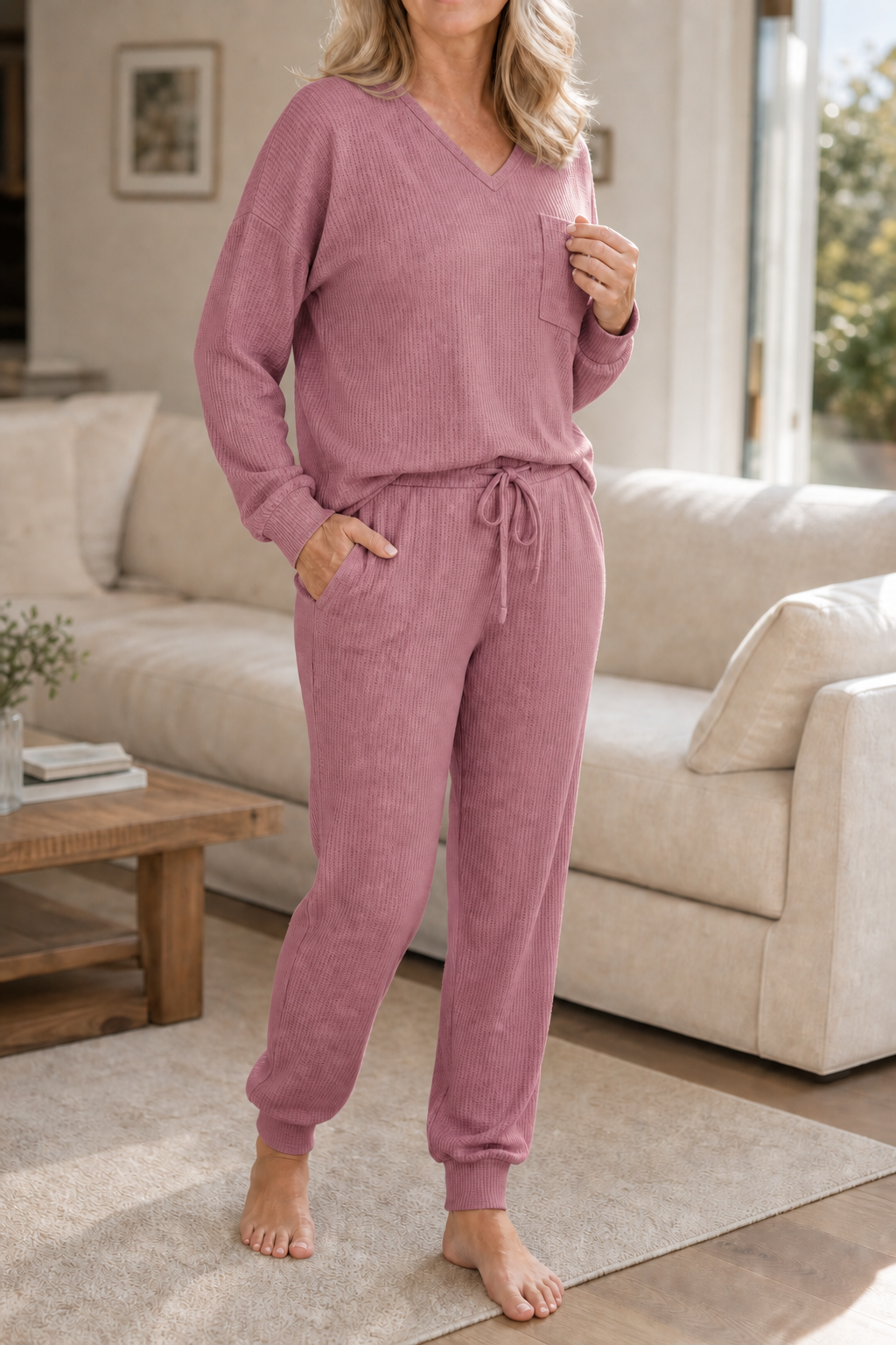 Conjunto De Estar Por Casa Para Mujer | Punto Acanalado · SeemSeem