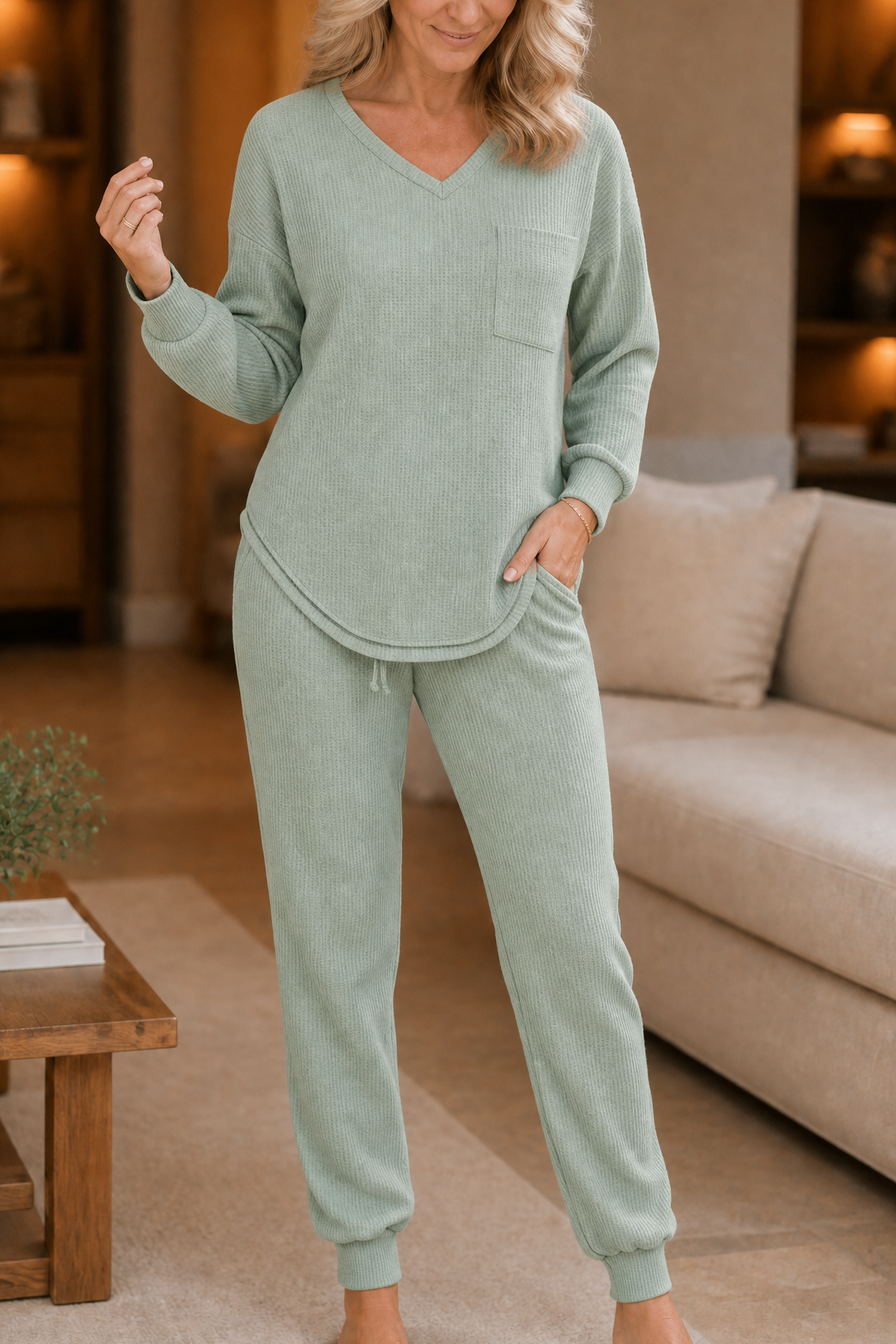 Conjunto De Estar Por Casa Para Mujer | Punto Acanalado · SeemSeem