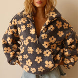 Sudadera Oversized De Borreguito Para Mujer | Estampado Floral