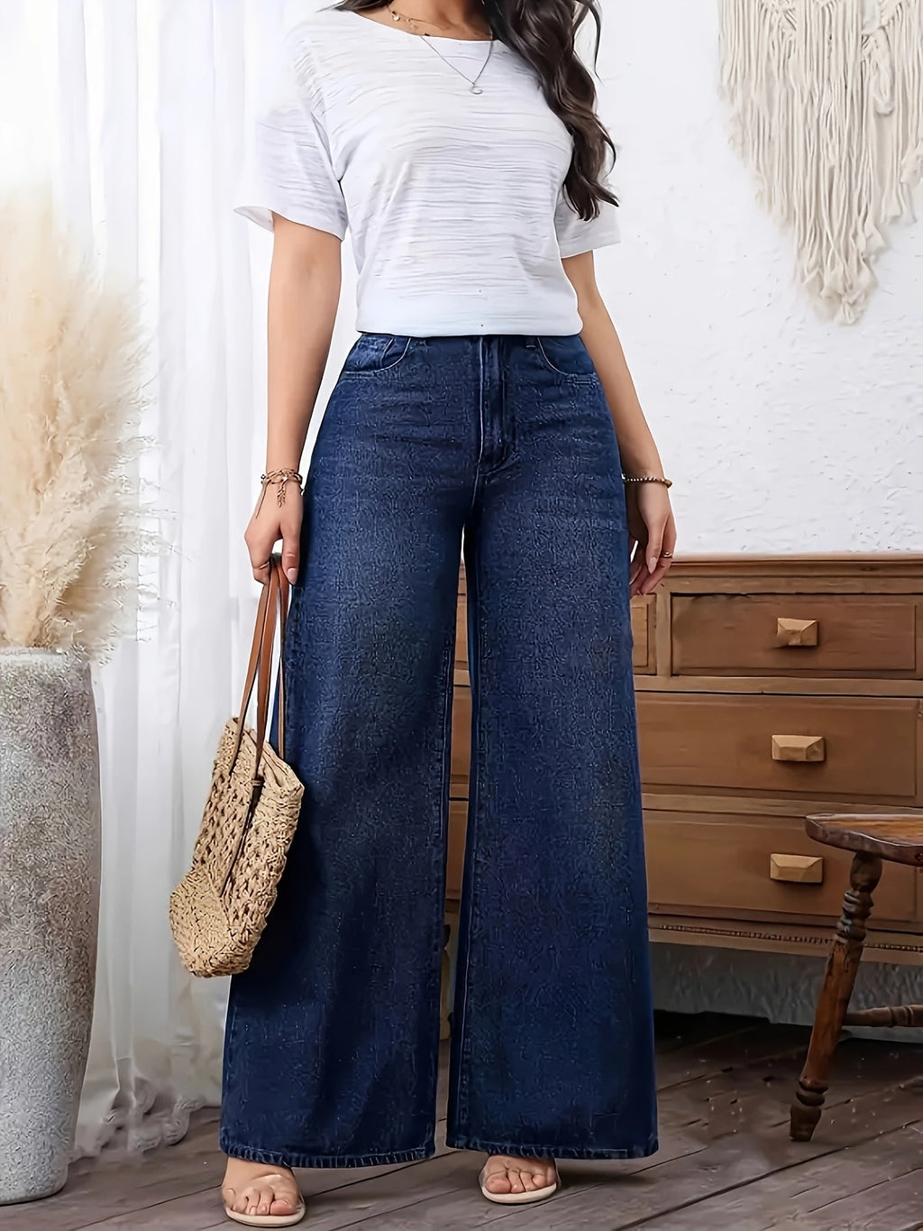 Jeans De Pierna Ancha Para Mujer | Tiro Alto · SeemSeem