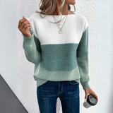 Jersey Colour Block Para Mujer | Cuello Barco