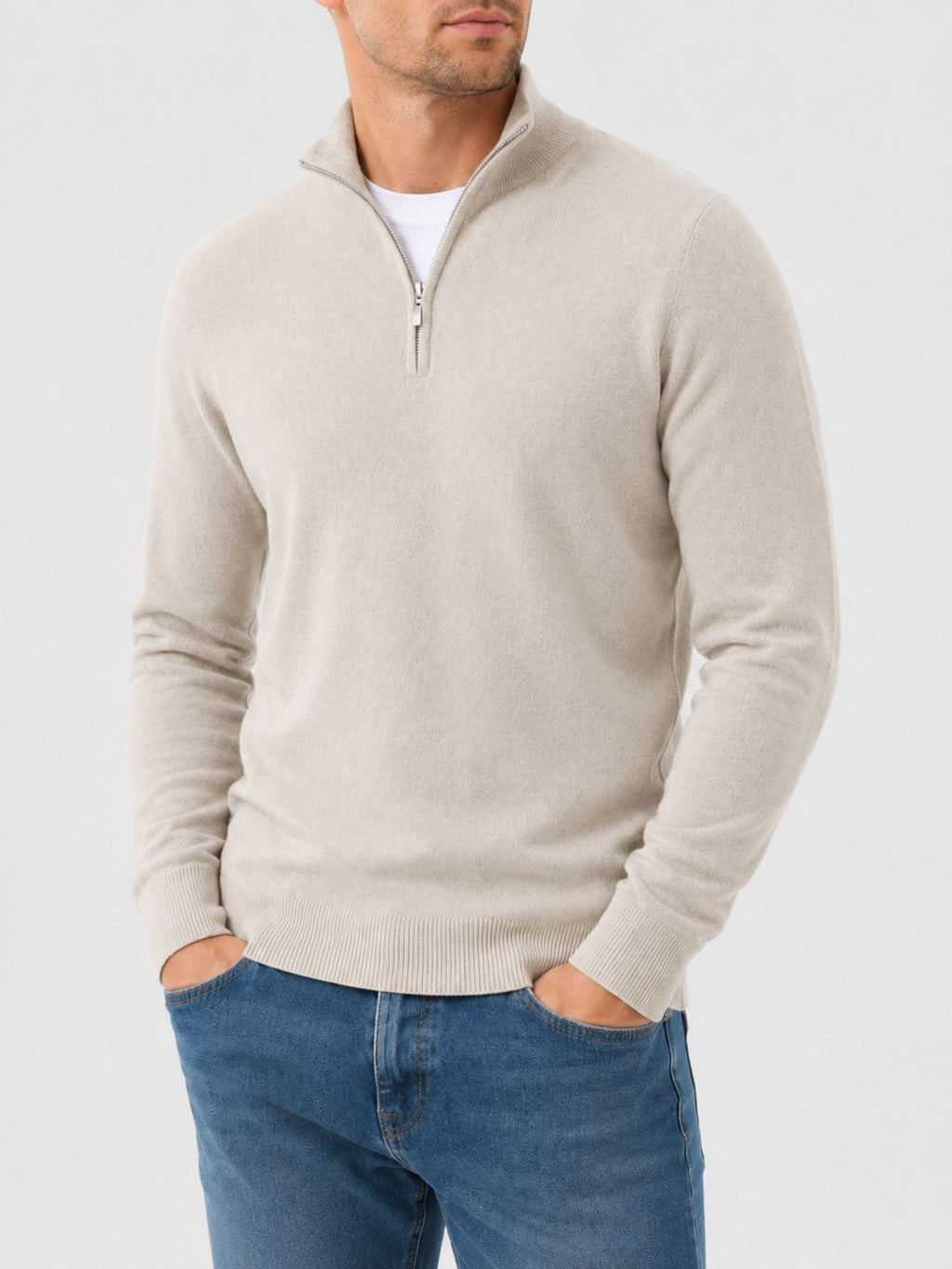 Jersey Con Media Cremallera Para Hombre | Lana Merino · SeemSeem