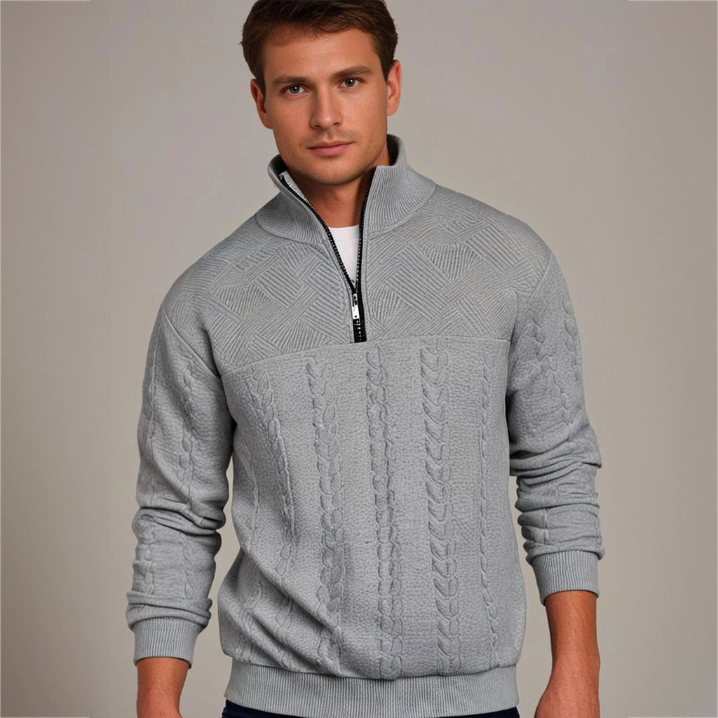 Jersey Con Media Cremallera Para Hombre | Punto Trenzado · SeemSeem