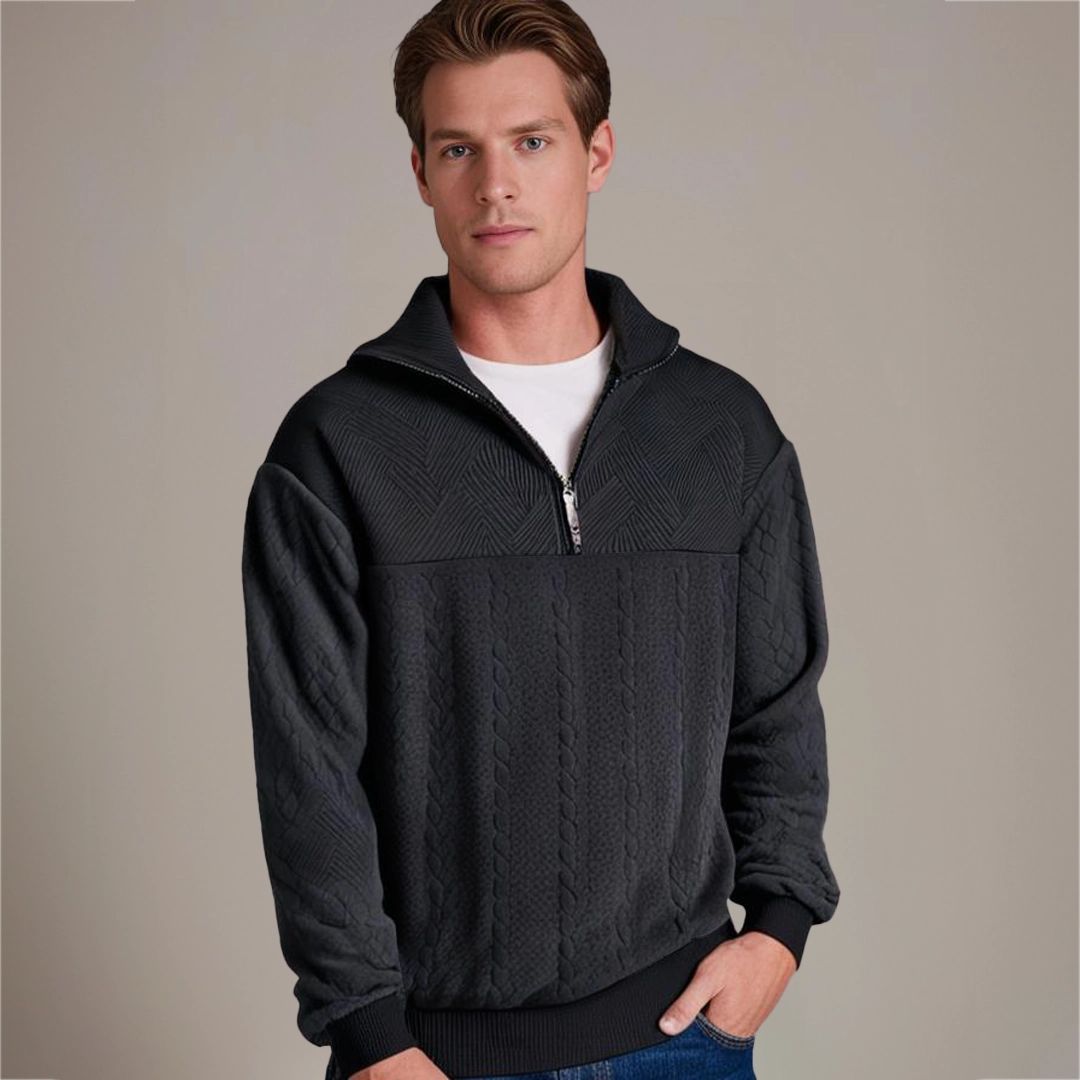 Jersey Con Media Cremallera Para Hombre | Punto Trenzado · SeemSeem