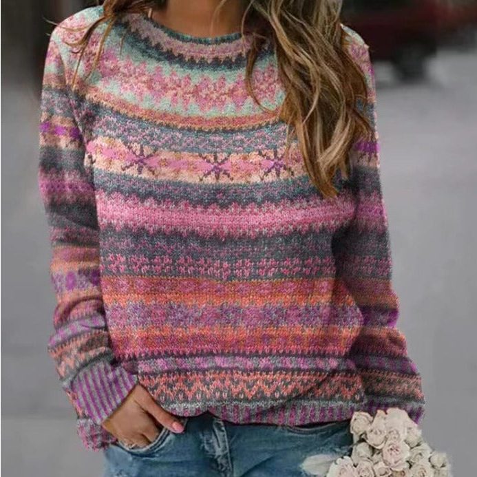 Jersey Cuello Redondo Para Mujer | Estampado Jacquard · SeemSeem