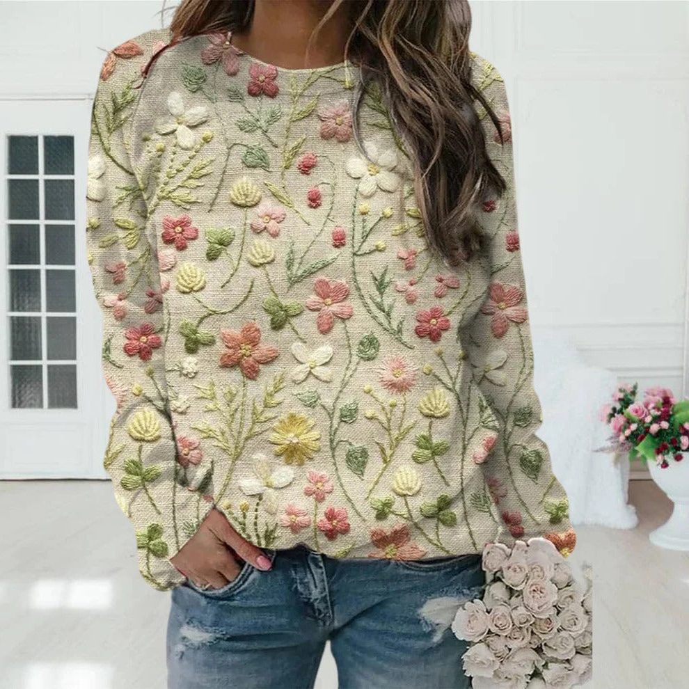 Jersey Cuello Redondo Para Mujer | Estampado Jacquard · SeemSeem