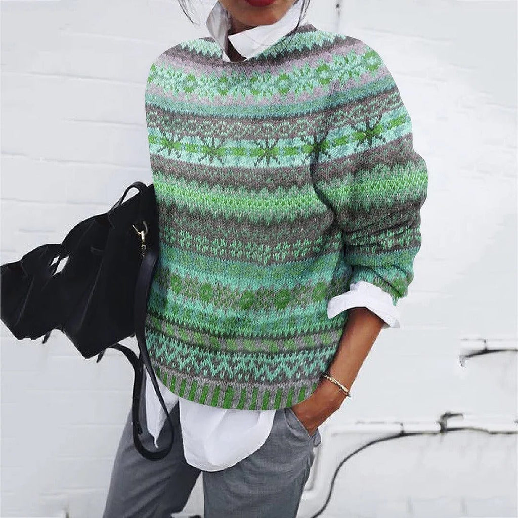 Jersey Cuello Redondo Para Mujer | Estampado Jacquard · SeemSeem