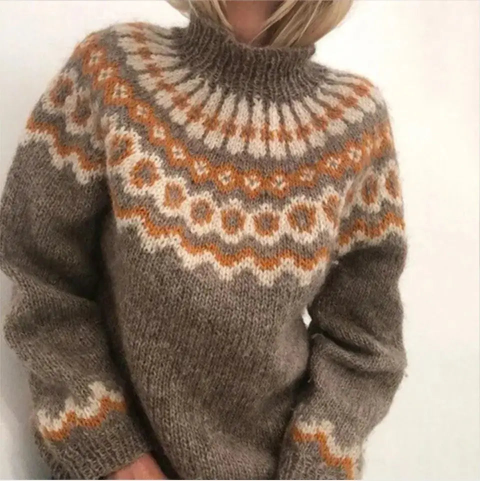Jersey De Cuello Alto Para Mujer | Estampado Nórdico · SeemSeem