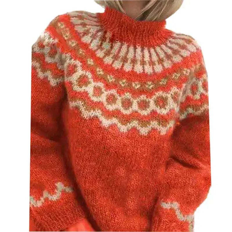 Jersey De Cuello Alto Para Mujer | Estampado Nórdico · SeemSeem