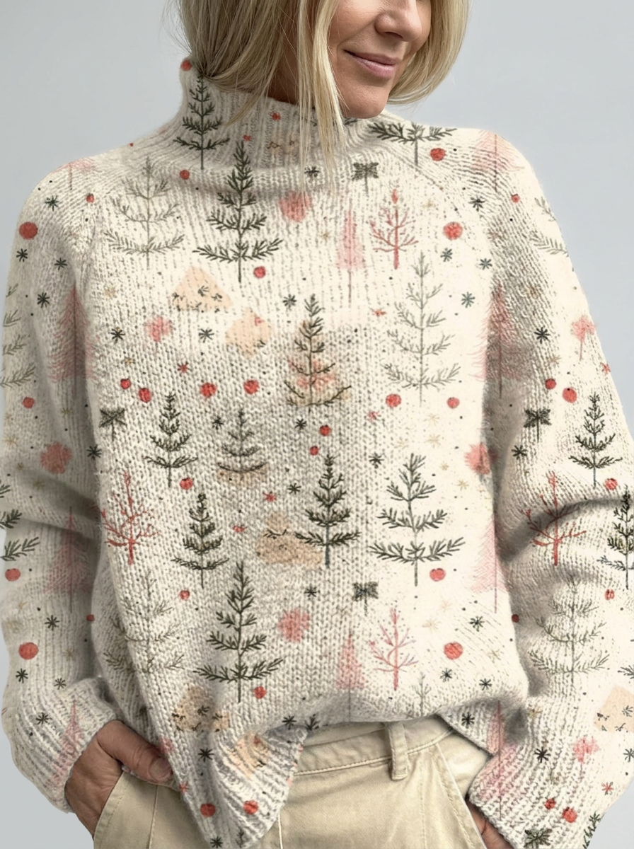 Jersey De Cuello Alto Para Mujer | Estampado Navideño · SeemSeem