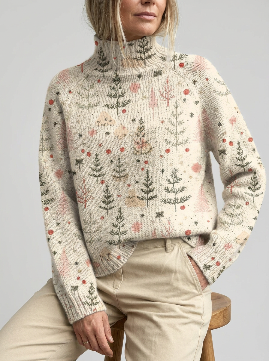 Jersey De Cuello Alto Para Mujer | Estampado Navideño · SeemSeem