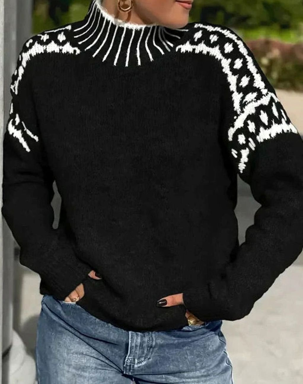 Jersey De Cuello Alto Para Mujer | Punto · SeemSeem