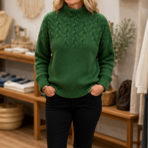 Jersey De Cuello Alto Para Mujer | Punto Trenzado · SeemSeem