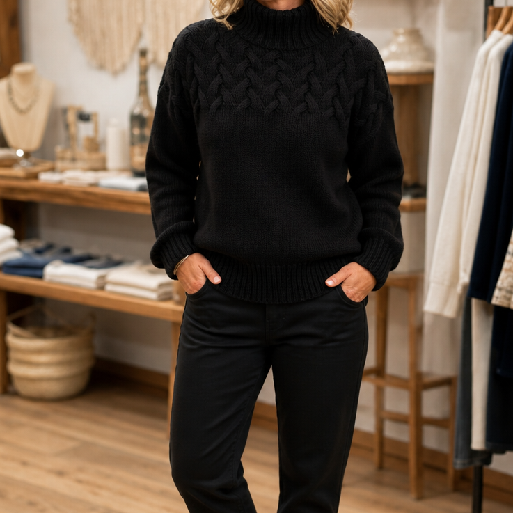 Jersey De Cuello Alto Para Mujer | Punto Trenzado · SeemSeem