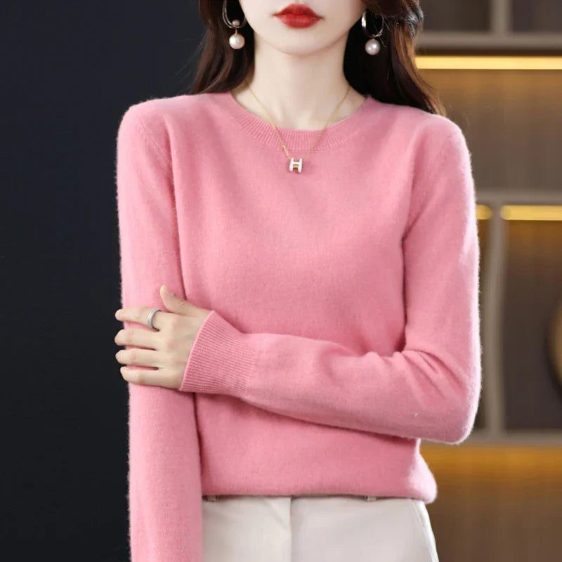 Jersey De Punto Con Cuello Redondo Para Mujer · SeemSeem