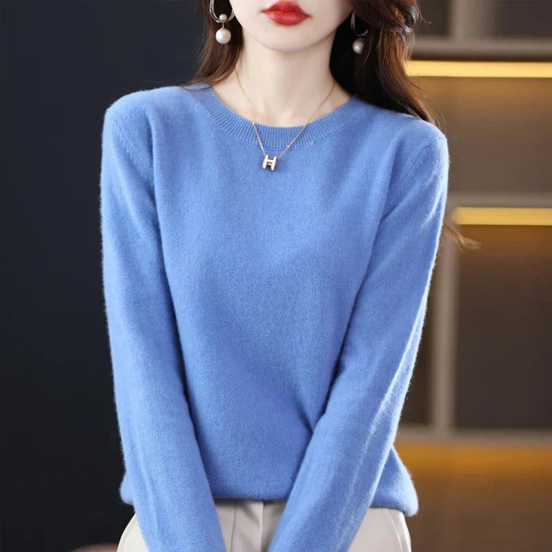 Jersey De Punto Con Cuello Redondo Para Mujer · SeemSeem