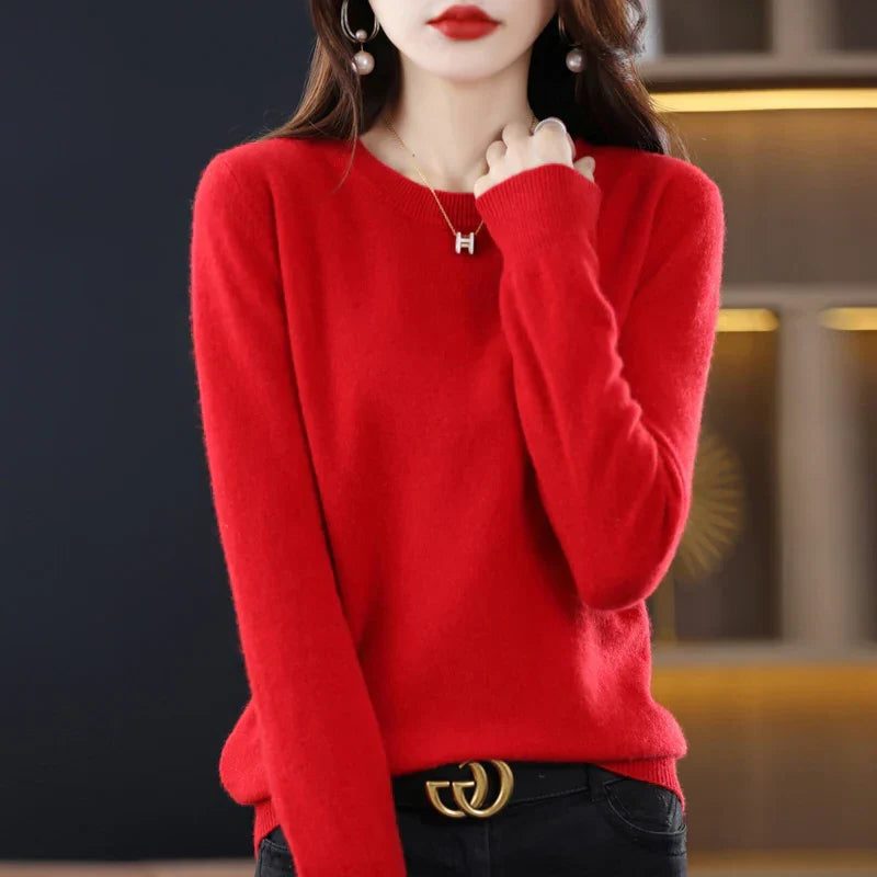 Jersey De Punto Con Cuello Redondo Para Mujer · SeemSeem