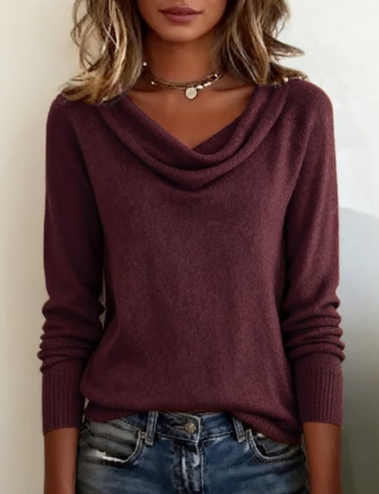 Jersey De Punto Para Mujer | Cuello Vuelto · SeemSeem