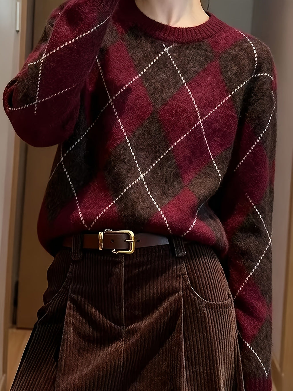 Jersey De Punto Para Mujer | Estampado Argyle · SeemSeem
