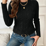 Jersey De Punto Trenzado Para Mujer | Cuello Redondo