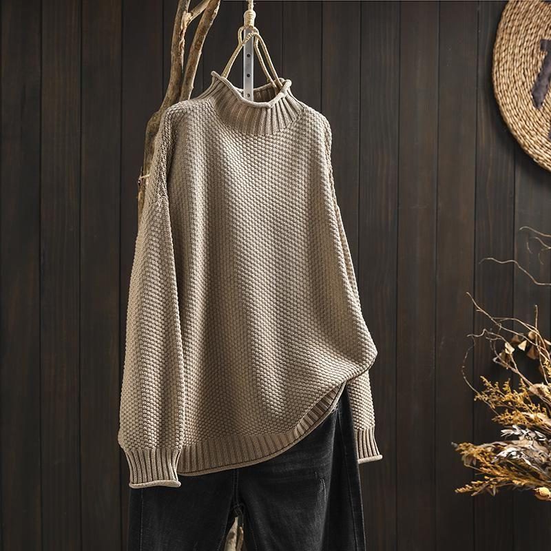 Jersey Oversize De Punto Para Mujer | Cuello Alto · SeemSeem