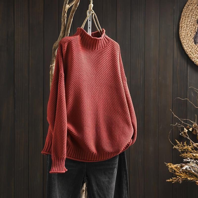 Jersey Oversize De Punto Para Mujer | Cuello Alto · SeemSeem
