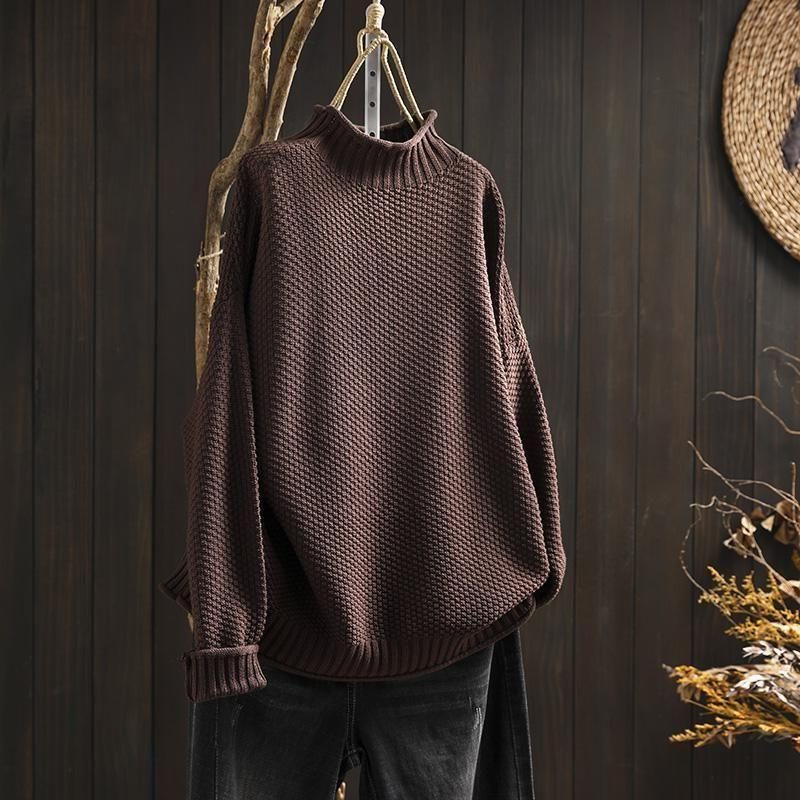 Jersey Oversize De Punto Para Mujer | Cuello Alto · SeemSeem