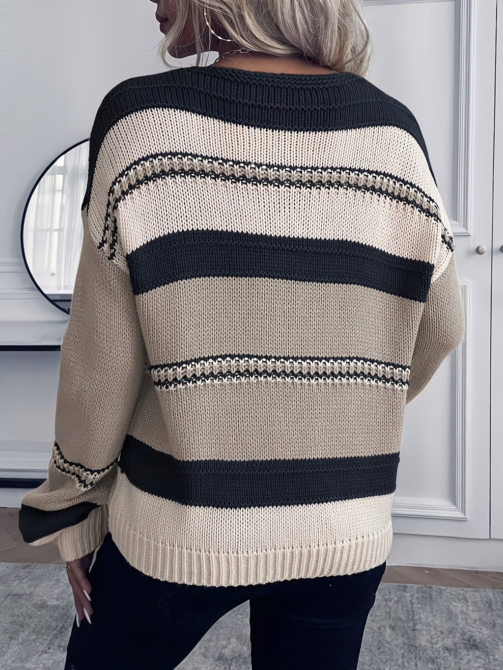 Jersey Oversized De Punto Para Mujer | A Rayas · SeemSeem