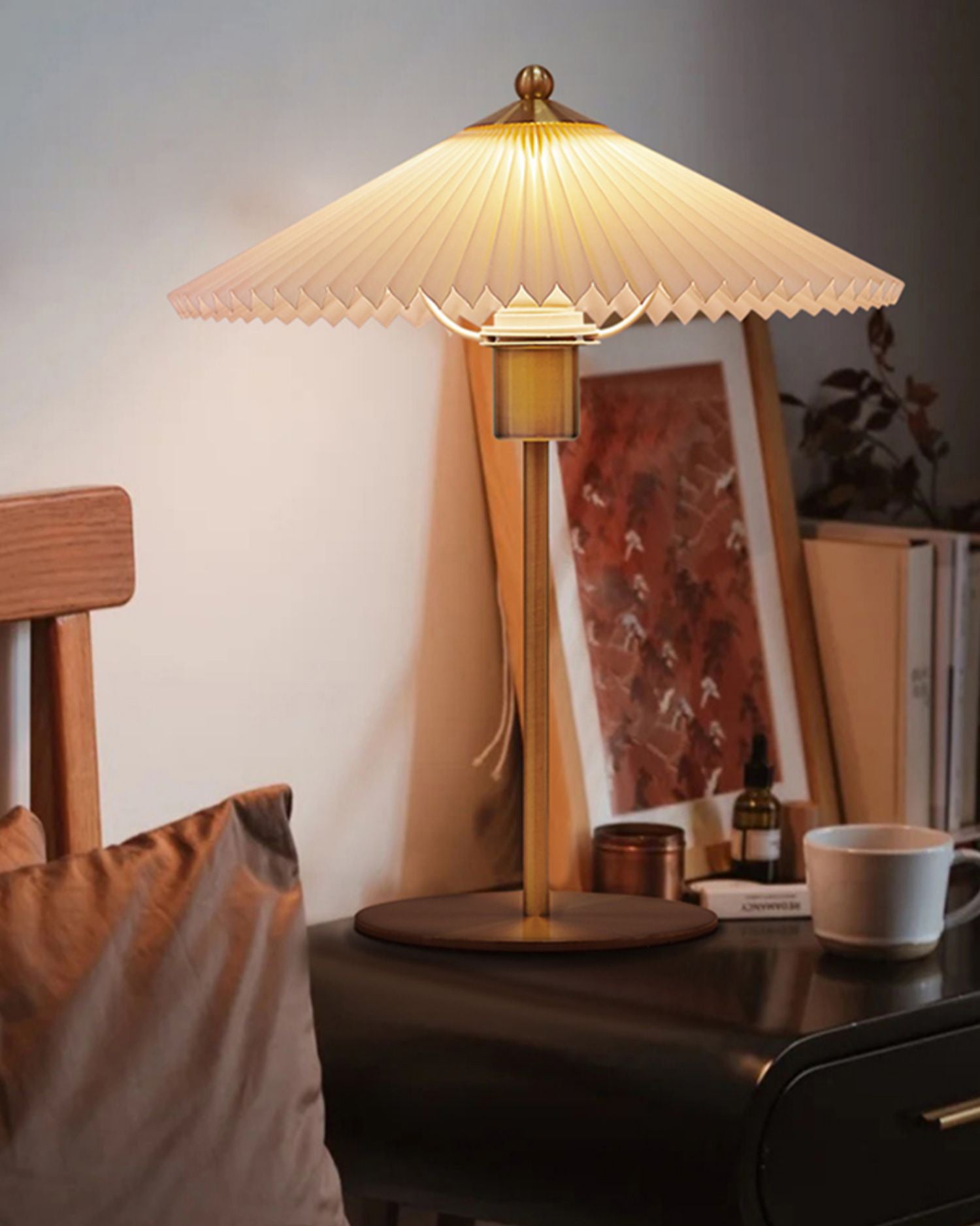 Lámpara De Mesa Nórdica | Pantalla Plisada · SeemSeem