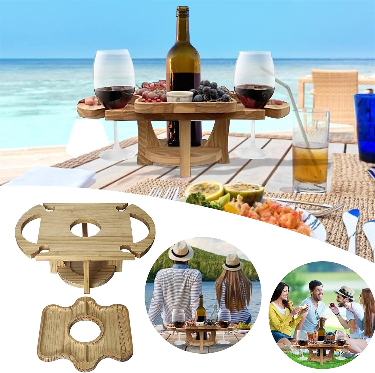 Mesa De Picnic Plegable | Portavasos De Vino · SeemSeem
