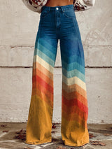Pantalones De Pierna Ancha Para Mujer | Estampado Chevron